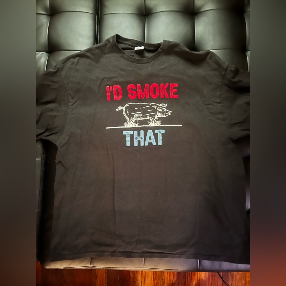 Black Graphic T-Shirt with Red and Blue Print